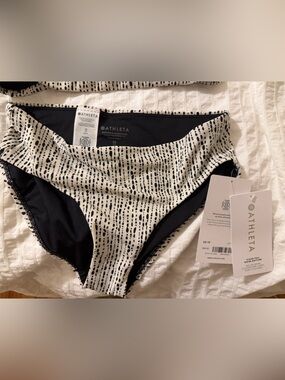 Athleta Black & White Dotted Stripe Bikini Bottom
